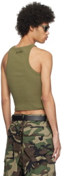 VETEMENTS Khaki Embroidered Tank Top