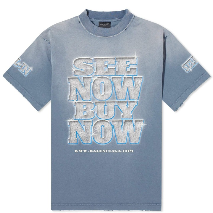 Photo: Balenciaga Men's See Now Buy Now T-Shirt in Washed Blue