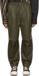 Feng Chen Wang Khaki Faux-Leather & Twill Trousers