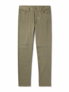Zegna - Roccia Slim-Fit Garment-Dyed Stretch Linen and Cotton-Blend Trousers - Green