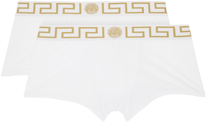 Photo: Versace Underwear Two-Pack White Greca Border Boxers