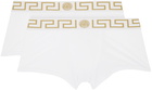 Versace Underwear Two-Pack White Greca Border Boxers