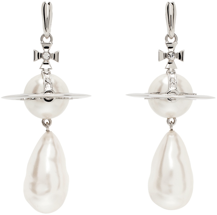 Vivienne Westwood Silver & White Giant Pearl Drop Earrings Vivienne ...