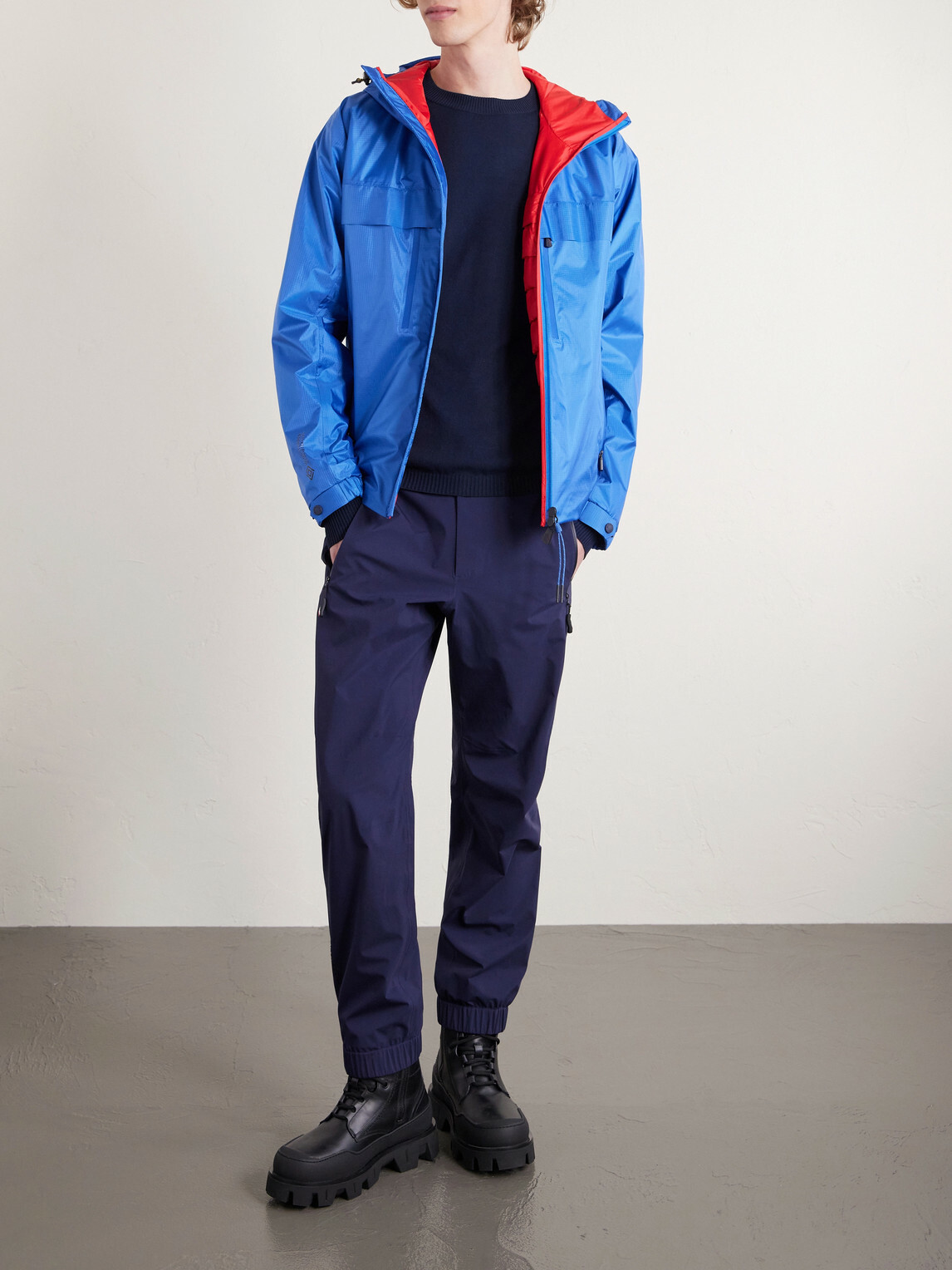 Moncler Grenoble - Logo-Appliquéd Crepe Sweater - Blue