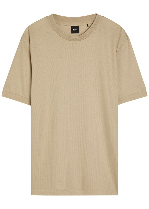Photo: Boss Thompson Fine-knit Cotton-blend T-shirt Beige