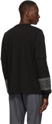 Sacai Black Cotton Embroidery Long Sleeve T-Shirt