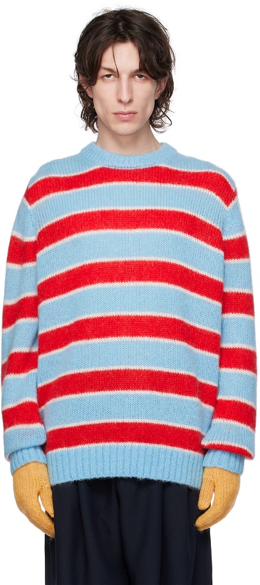 Photo: Charles Jeffrey Loverboy Blue & Red Gloves Sweater