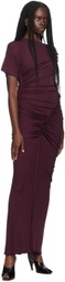 Atlein Purple Asymmetric Ruched Maxi Dress