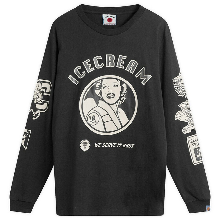 Photo: ICECREAM Men's Multi Graphic Longsleeve T-Shirt in Black