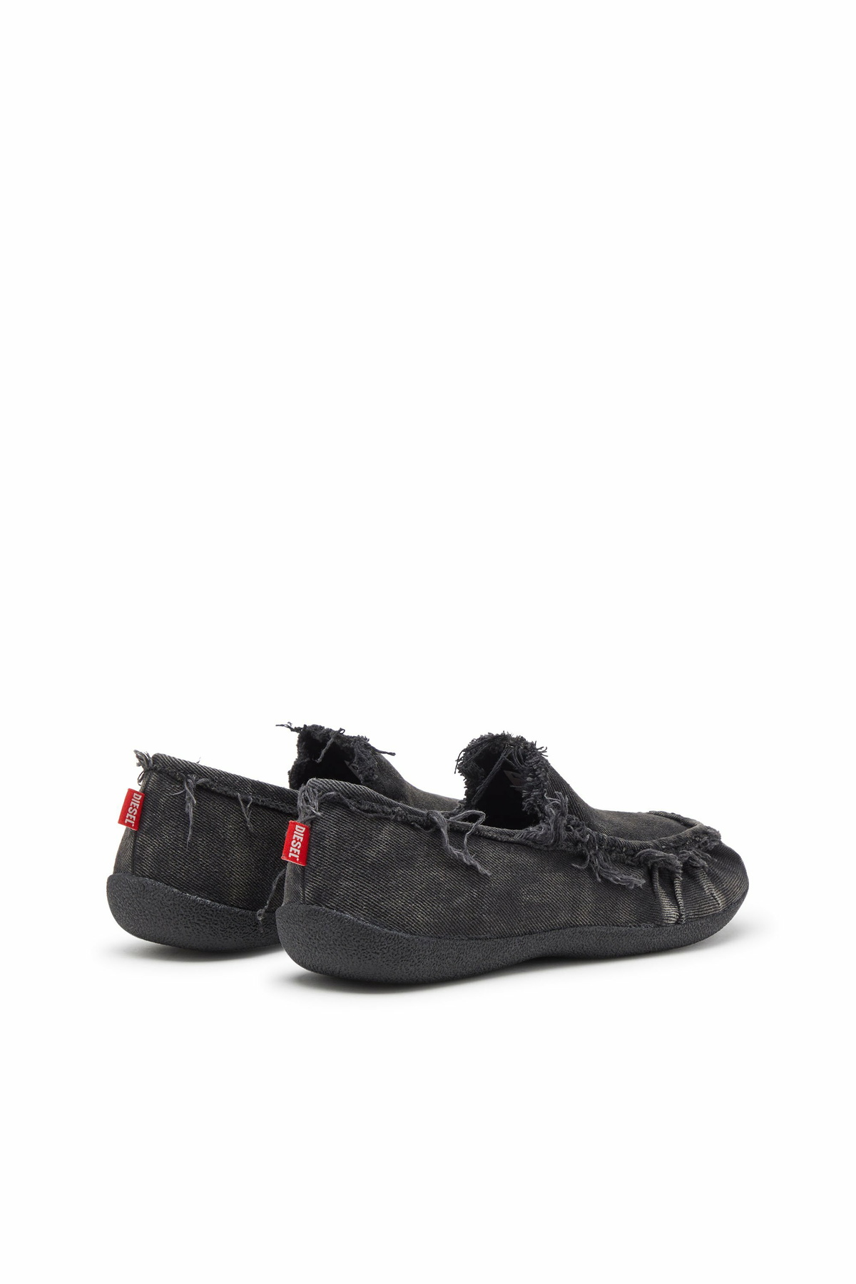 Diesel D-Shock-Distressed denim loafers - Mocassins and Mules Mens in Black