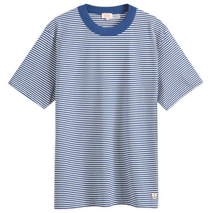 Photo: Armor-Lux Men's Fine Stripe T-Shirt in Ocean/Milk