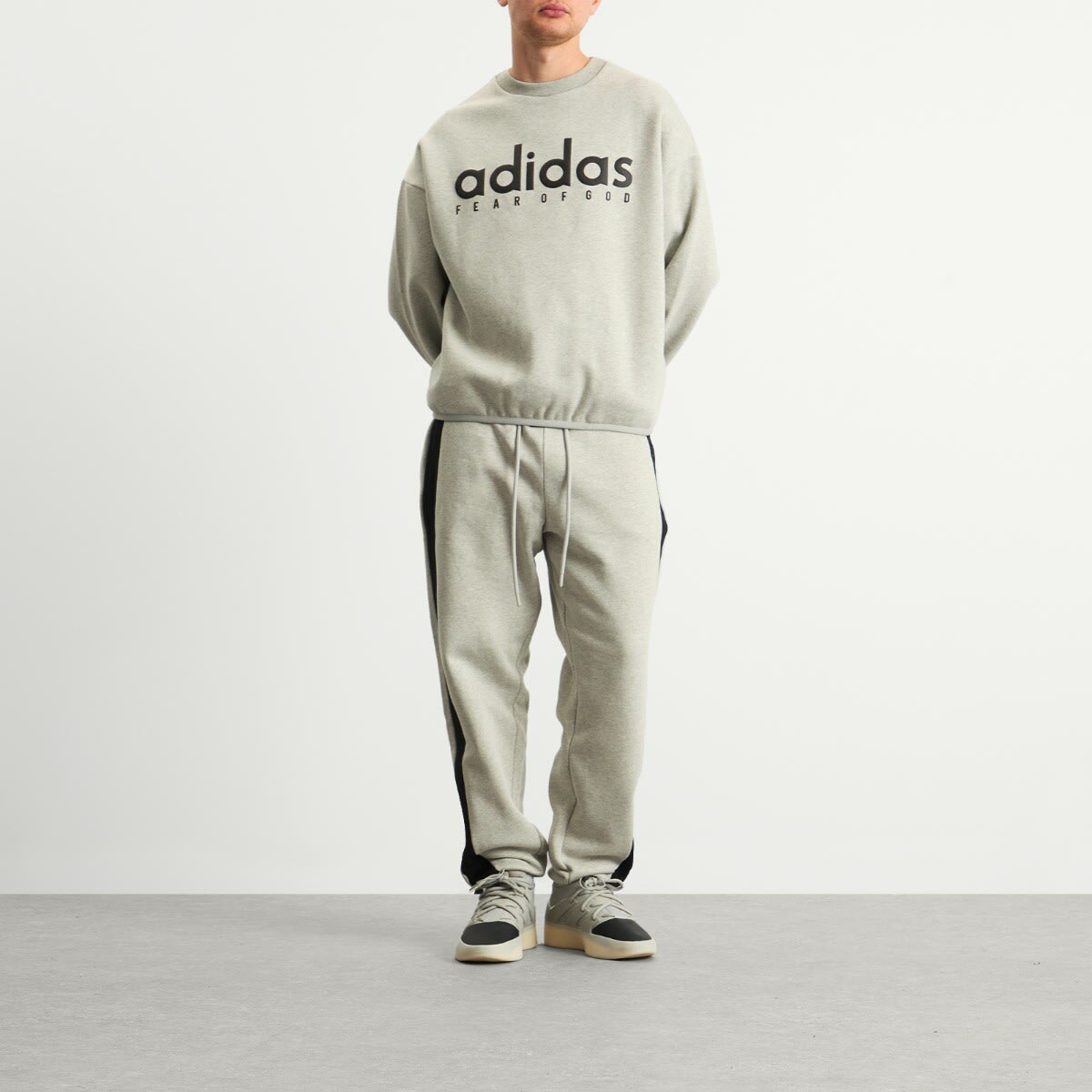 Adidas x FOG adidas x Fear Of God Athletics Cotton Fleece Crew Sweat in Medium Grey Heather