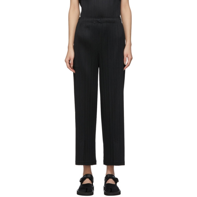 Photo: Pleats Please Issey Miyake Black Pleats Vented Trousers