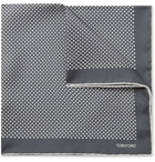 TOM FORD - Polka-Dot Silk-Twill Pocket Square - Gray