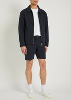 Wax London Eldon Crinkled Cotton and Linen-blend Jacket Navy