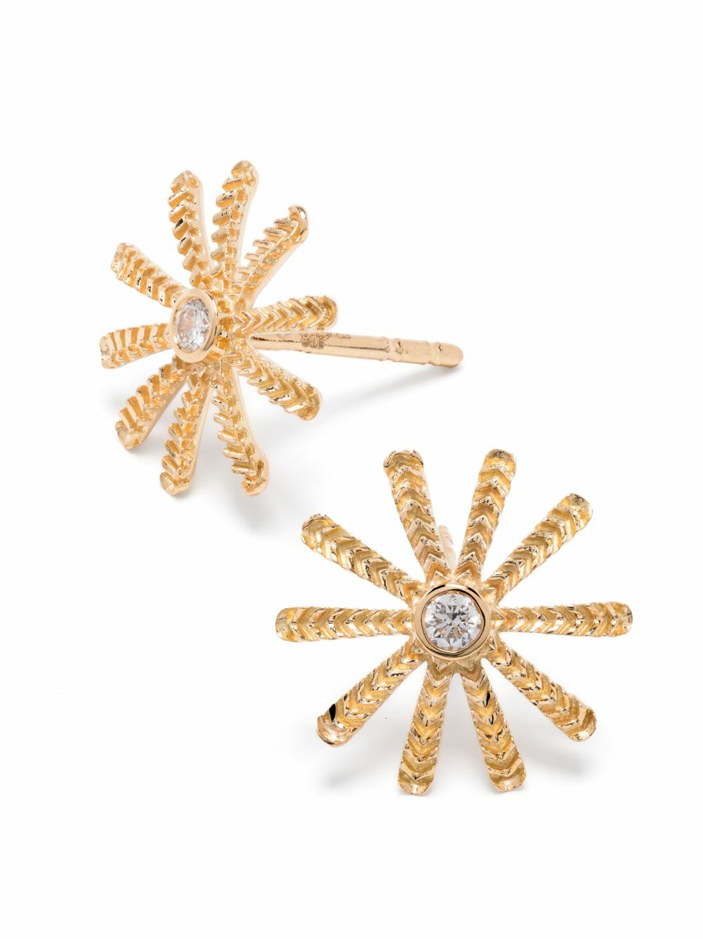 Harwell Godfrey 18K Yellow Gold Tiny Sunflower Diamond Stud Earrings