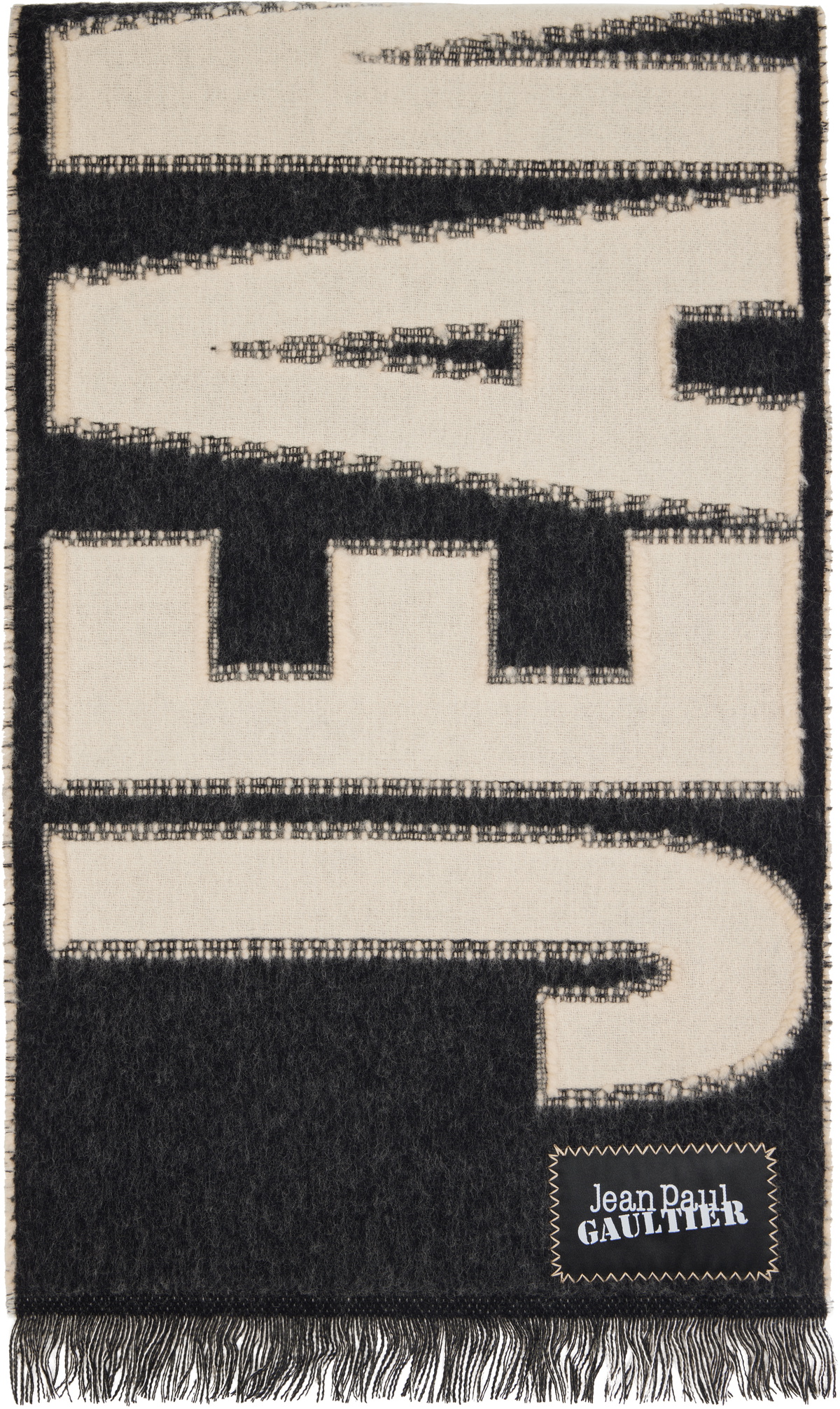 Jean Paul Gaultier Black & Beige Logo Scarf