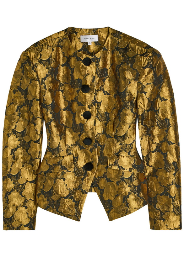 Photo: Ronny Kobo Wanda Metallic Floral-jacquard Woven Blazer Gold