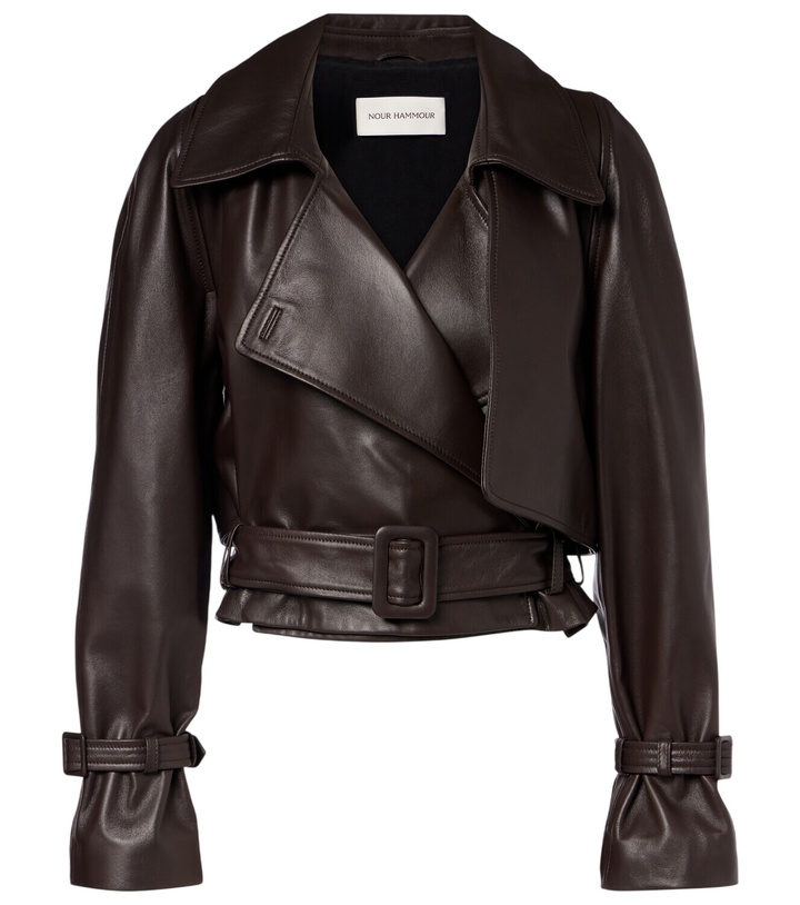 Photo: Nour Hammour Hatti cropped leather jacket