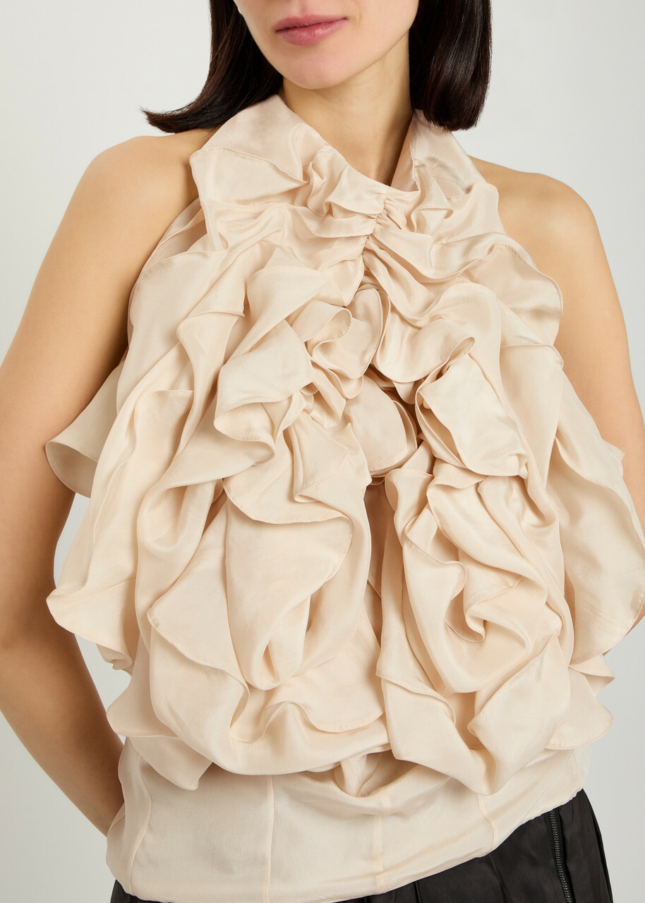 Maison Margiela Ruffled Silk top Sand