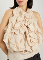 Maison Margiela Ruffled Silk top Sand