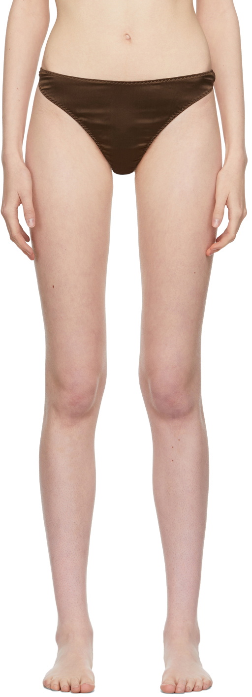 softandwet SSENSE Exclusive Brown Silk Triangle Briefs