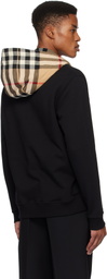 Burberry Black Check Hood Cotton Zip Hoodie