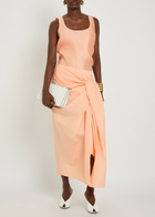 Khaite Shay Asymmetric Cotton-poplin Midi Wrap Skirt Peach