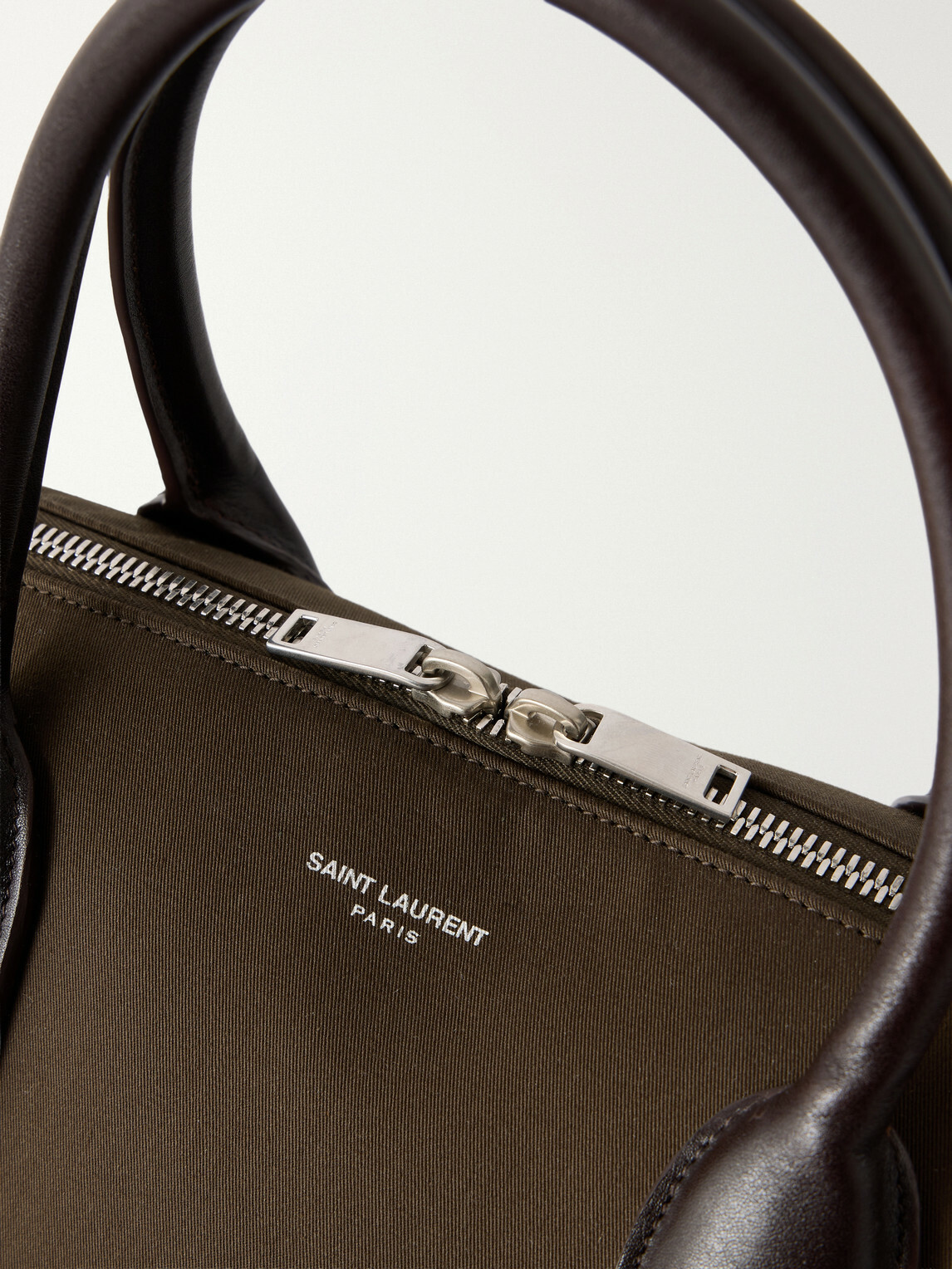 SAINT LAURENT - Bowling Leather-Trimmed Cotton-Canvas Weekend Bag
