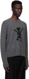 We11done Gray Bolt Teddy Sweater