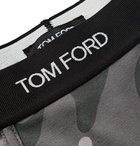 TOM FORD - Camouflage-Print Stretch-Cotton Boxer Briefs - Gray