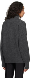 Victoria Beckham Gray Shawl Neck Knitted Sweater