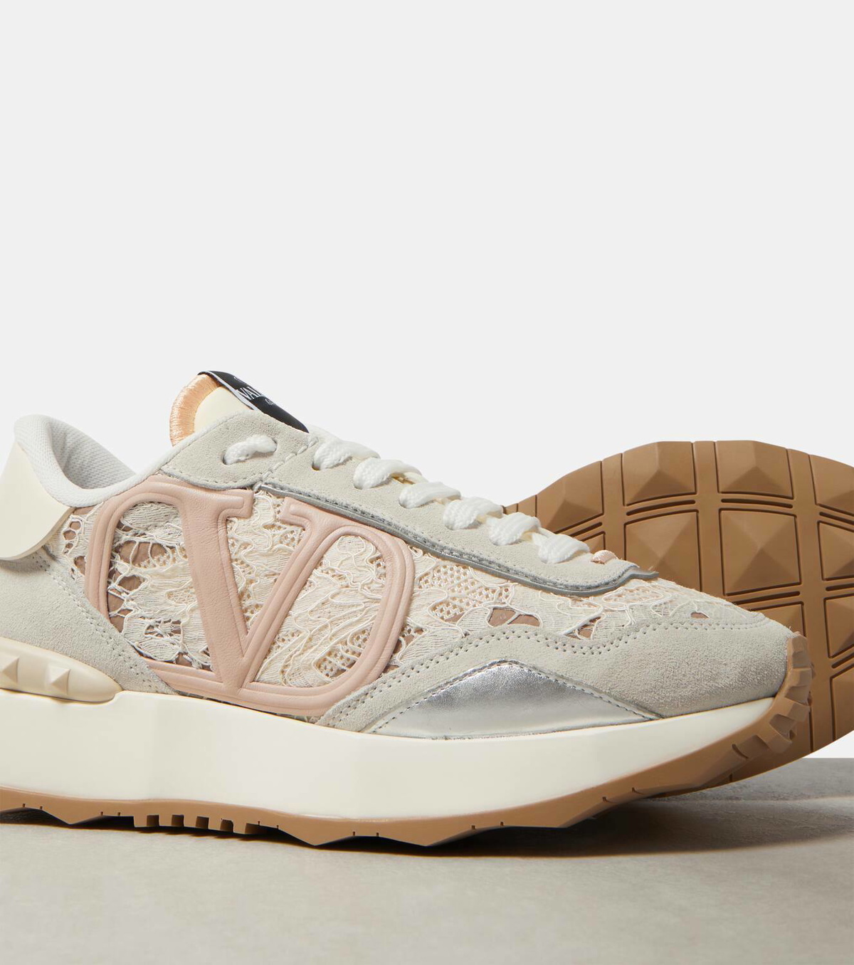 Valentino Garavani Lacerunner suede-trimmed sneakers