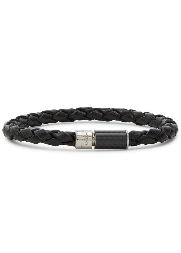Photo: Tateossian Pop Braided Leather Bracelet - Black - One Size