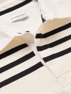 Pop Trading Company - Pub Logo-Appliquéd Striped Cotton-Jersey Rugby Polo Shirt - Neutrals
