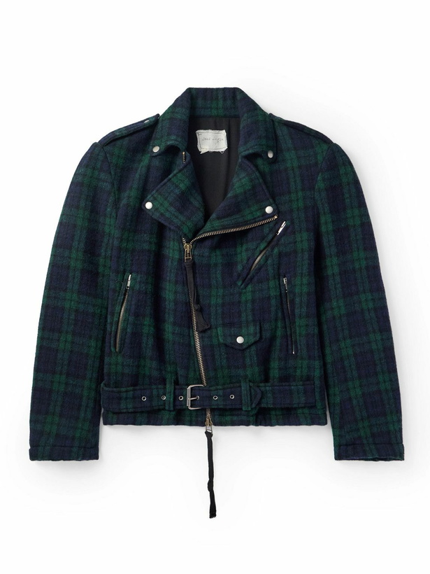 Photo: Greg Lauren - Brando Belted Checked Wool Jacket - Green