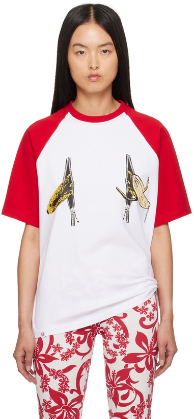 Photo: Charles Jeffrey LOVERBOY White & Red Graphic Raglan T-Shirt