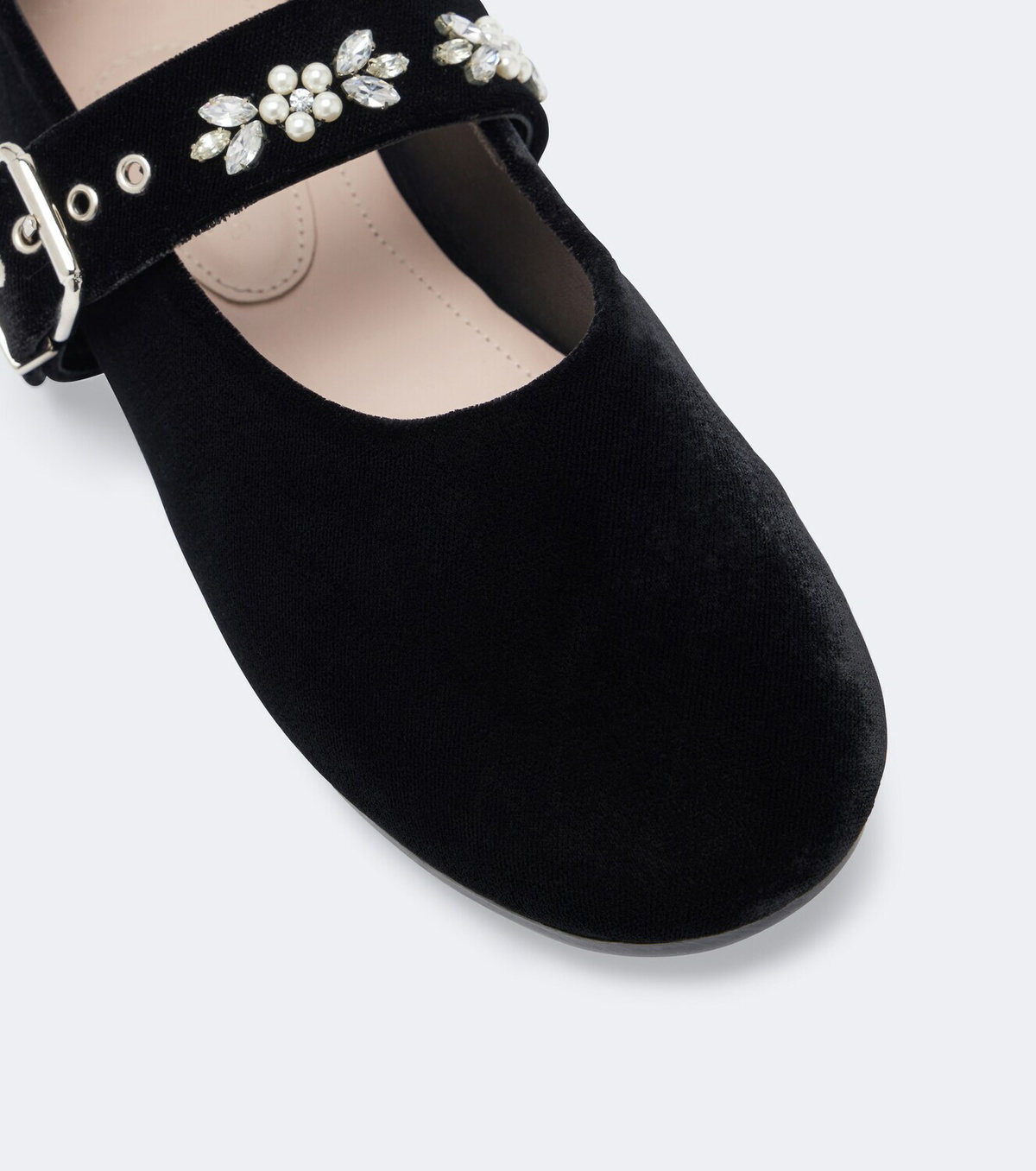 Simone Rocha Embellished velvet Mary Jane flats