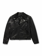 AMIRI - Hollywood Cropped Logo-Appliquéd Leather Biker Jacket - Black
