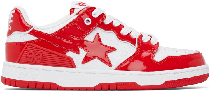 Photo: BAPE Red & White SK8 STA #5 Sneakers