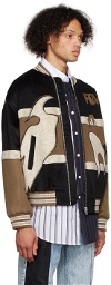 Feng Chen Wang Brown & Black Phoenix Embroidered Bomber