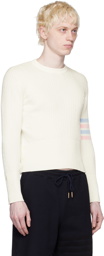 Thom Browne White 4-Bar Sweater