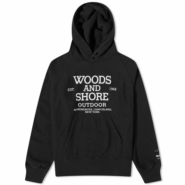 Photo: Engineered Garments Men's Raglan Woods Hoodie in Black