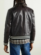 Wales Bonner - Prince Logo-Appliquéd Padded Leather Varsity Jacket - Brown