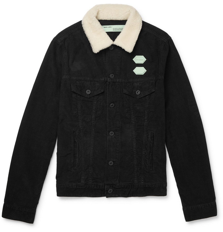 Photo: Off-White - Faux Shearling-Trimmed Cotton-Corduroy Jacket - Men - Black