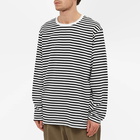 Nanamica Men's Long Sleeve Coolmax Stripe T-Shirt in Black/White