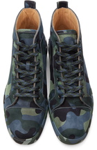 Christian Louboutin Blue & Green Louis Orlato Flat High-Top Sneakers