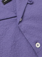 Howlin' - Camp-Collar Stretch-Cotton Seersucker Shirt - Purple