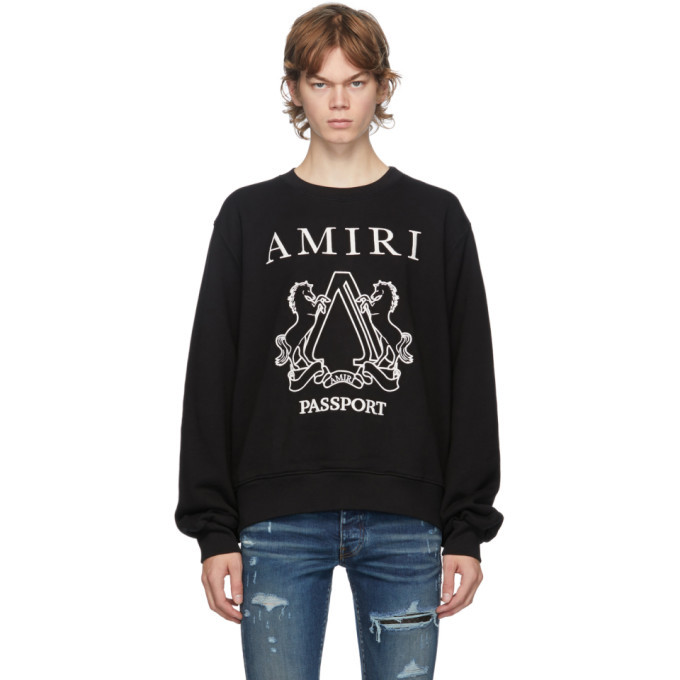 Amiri Black Passport Crewneck Sweatshirt Amiri