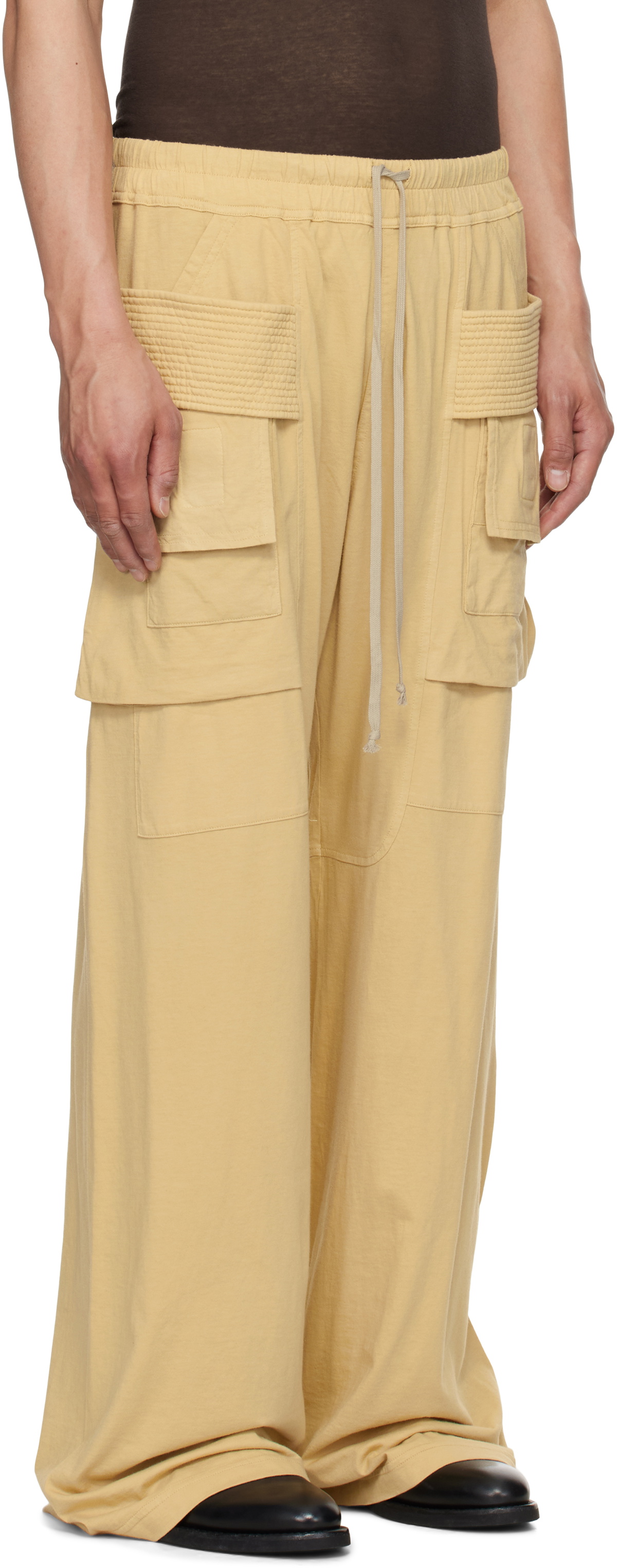 Rick Owens DRKSHDW Beige Hollywood Creatch Wide Cargo Drawstring 